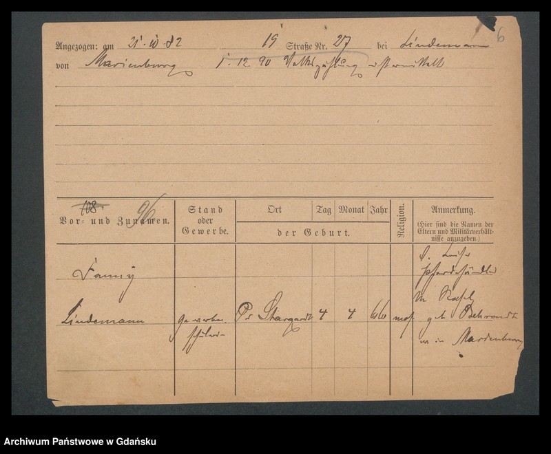 image.from.unit.number "Karty meldunkowe: Lindemann - Lindenberg"