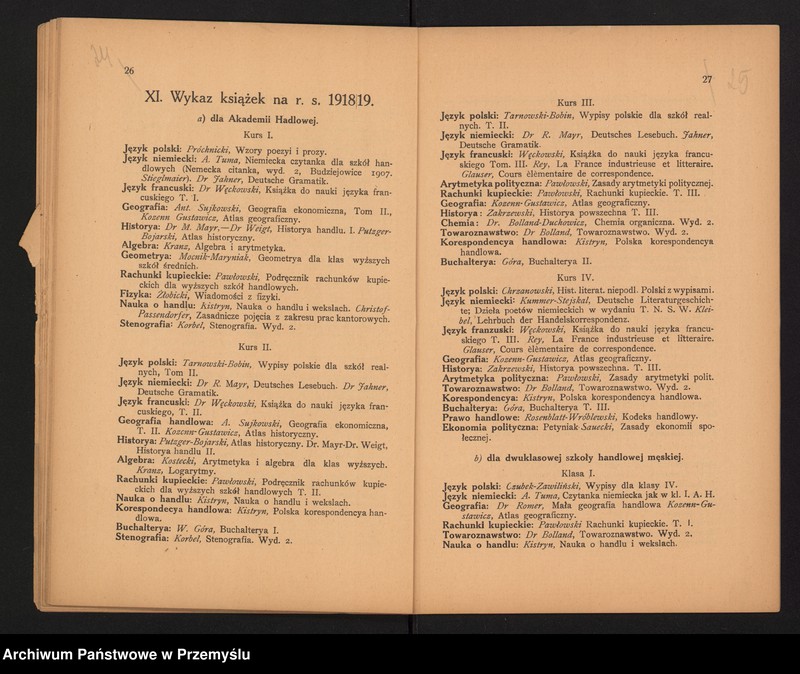 image.from.unit.number "Sprawozdanie C.K. Dyrekcji Akademii Handlowej za rok szkolny 1918"