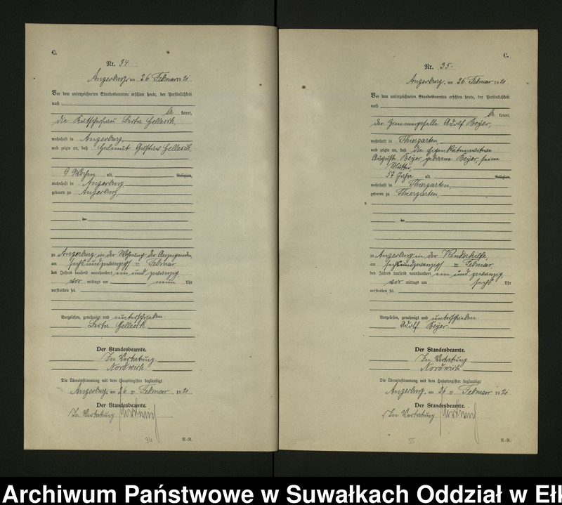 image.from.unit.number "[Sterbe - Register (Neben - Register) Standesamt Angerburg einschl. der Bezirke Gross Strengeln, Kehlen und Prinowen]"