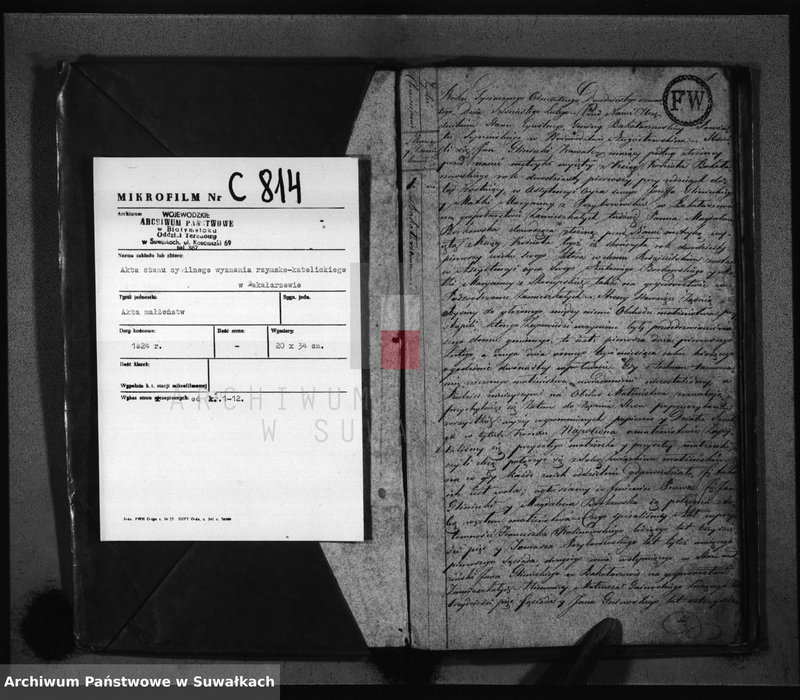 Obraz 3 z jednostki "Akta Zaślubionych Urzędnika Stanu Cywilnego Gminy Bakałarzewskiey Na Rok 1824-ty"