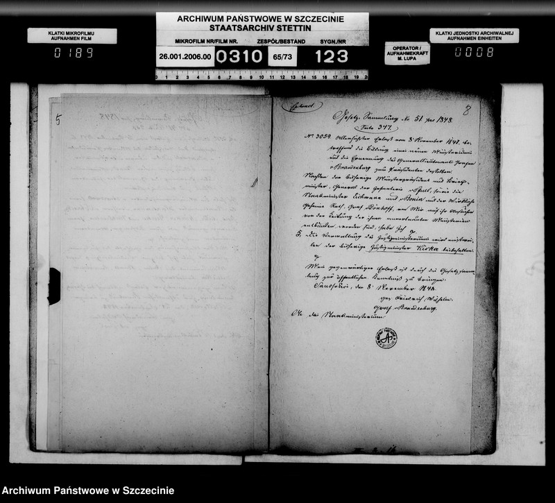 image.from.unit.number "Über die Verwaltung und Ressort-Verhältnisse der königlichen Ministerii der auswärtigen Angelegenheiten und Ernennung des Herrn Minister und Abteilungschefs für dieselbe"