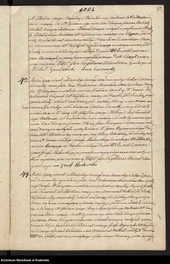 image.from.unit.number "Akta Urodzenia, Uznania i Przysposobienia Parafii S Szczepana w Krakowie na Piasku r. 1843"