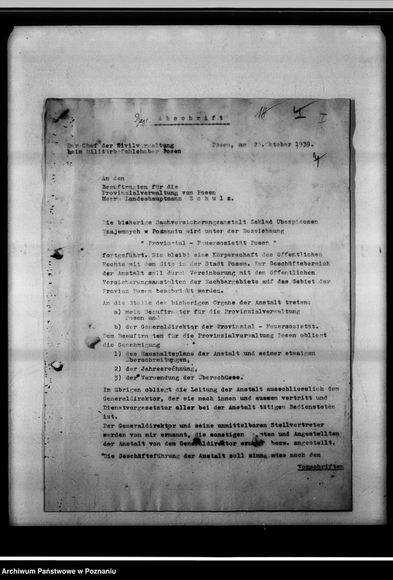 Obraz 11 z jednostki "Aufsicht über die Posensche Feuersozietät."