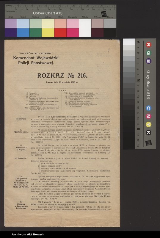 Obraz 4 z jednostki "Rozkazy Komendanta Wojewódzkiego Policji Państwowej we Lwowie, Nr 216, 316."