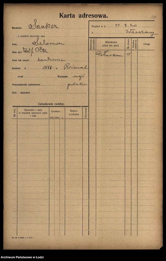 Obraz 12 z jednostki "[Spis ludności Łodzi] Samina-Sasin"