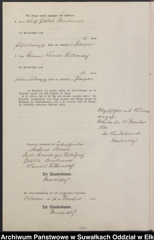 image.from.unit.number "Heiraths-Neben-Register des Preussischen Standes-Amtes Orlowen Kreis Loetzen für das Jahr 1880"