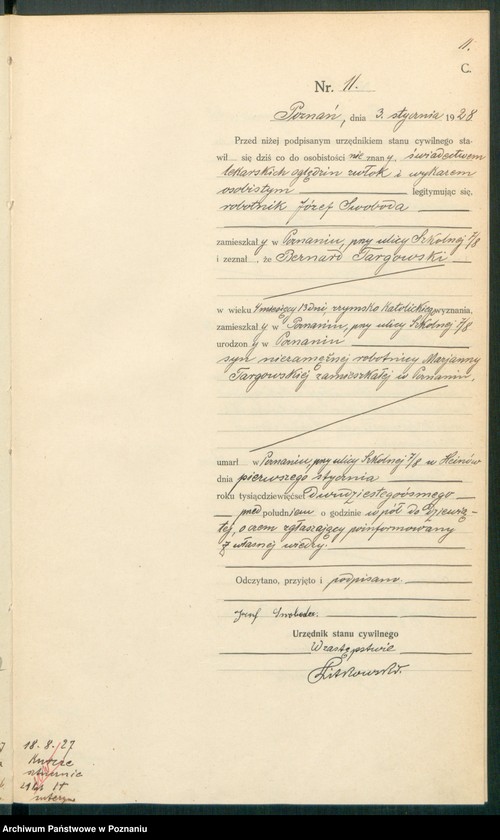 Obraz 13 z jednostki "Księga miejscowa zgonów tom I [Rejestr główny zgonów]"