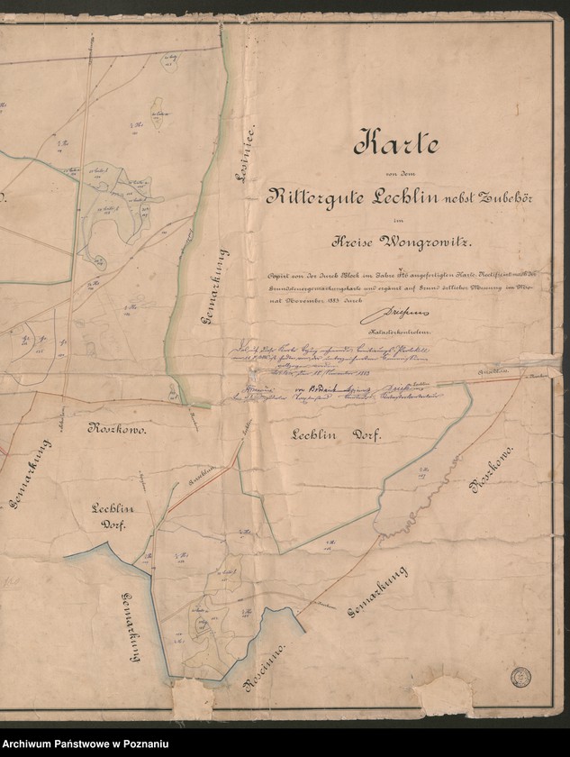 Obraz 6 z jednostki "Karte von dem Rittergute Lechlin nebst Zubehör im Kreise Wongrowitz [mapa majątku Lechlin, wraz z przyległościami, w pow. wągrowieckim]"