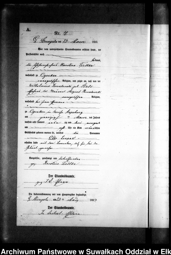 image.from.unit.number "Geburts-Neben-Register des Preussischen Standes-Amtes Gr. Strengeln Kreis Angerburg"