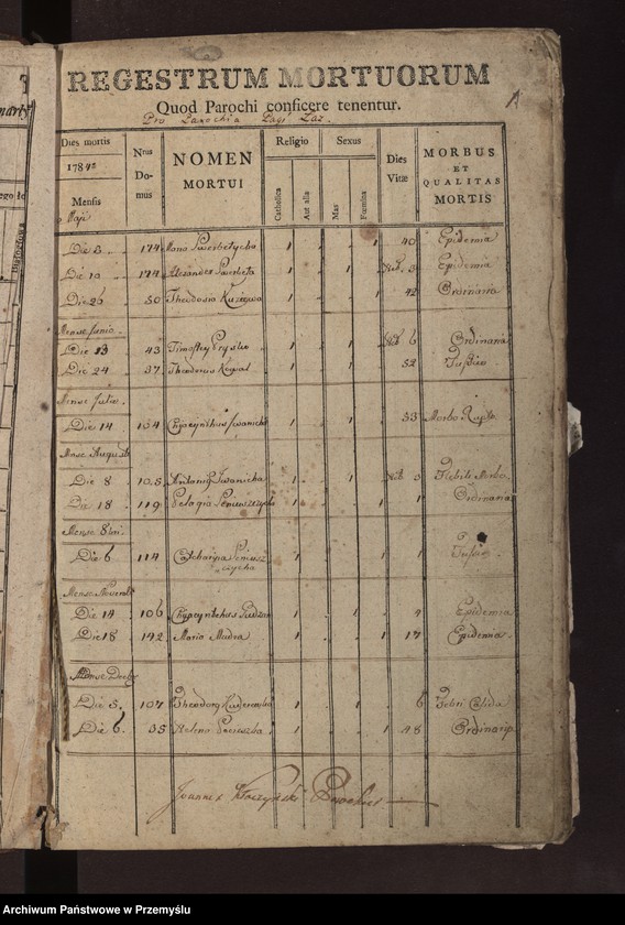 Obraz z jednostki "Księga metrykalna zmarłych: Łazy, Duńkowice"