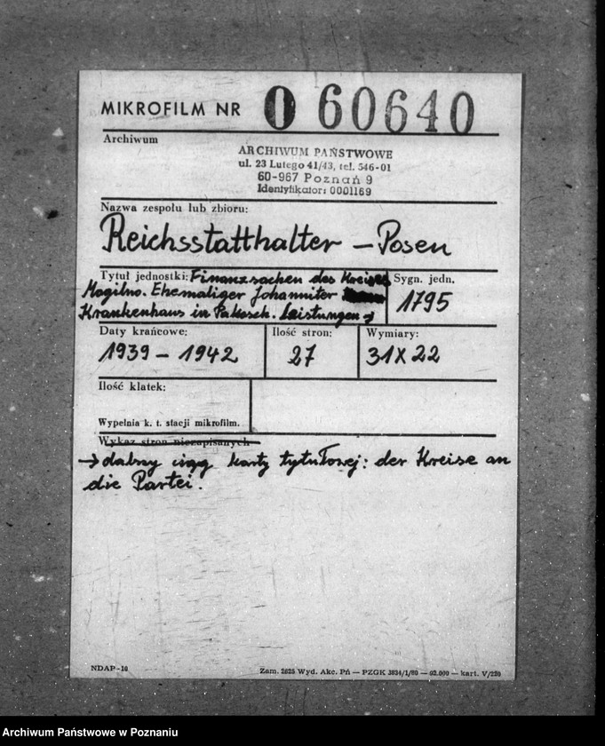 Obraz 2 z jednostki "Finanzsachen des Kreises Mogilno. Ehemaliger Johanniter Krankenhaus in Pakosch. Leistungen der Kreise an die Partei"