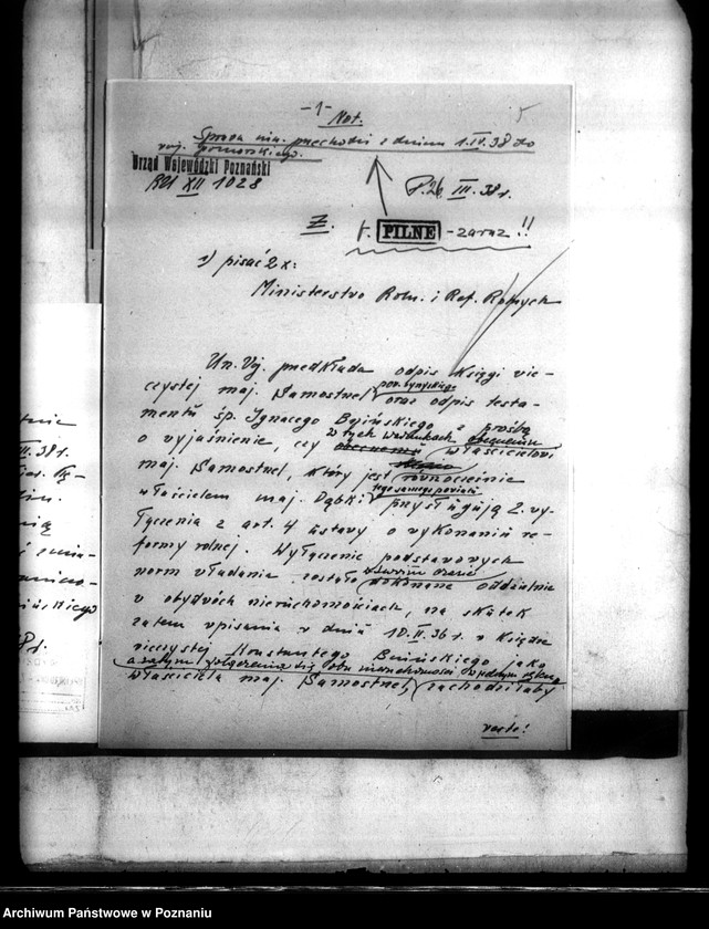 Obraz 9 z jednostki "Wyłączenie z art.. 4 ustawy o wykonaniu reformy rolnej z majątku Samostrzel i Dąbki powiatu wyrzyskiego własność Konstantyna Bnińskiego"