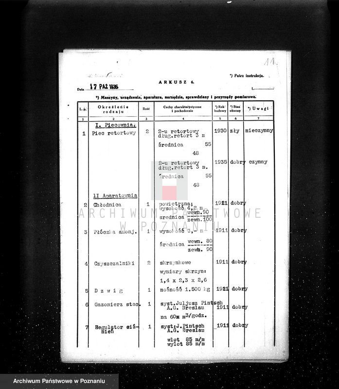 Obraz 18 z jednostki "Kwestionariusz Gazownia Miejska w Borku pow. Gostyń"
