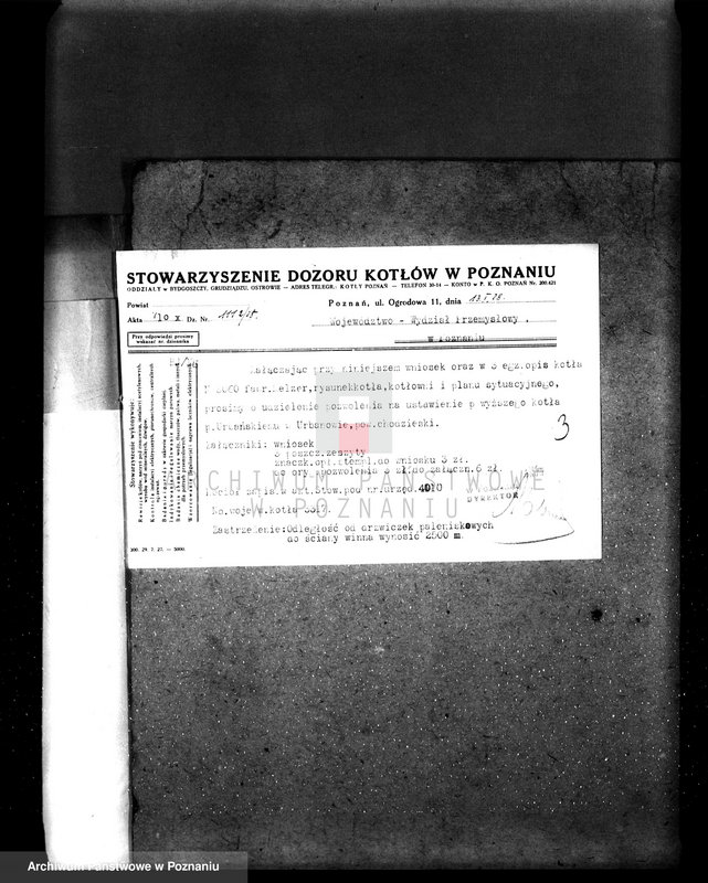 Obraz 7 z jednostki "Tartak i fabryka wyrobów z drzewa St. Urbański Urbanowo pow chodzieski nadzór nad kotłem parowym nr fabr. 3060"