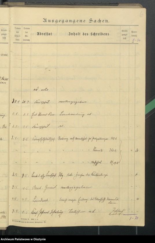 image.from.unit.number "Geschäfts Tagebuch Register der anausgegangenen Schreiben"