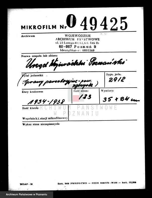 Obraz 2 z jednostki "/Sprawy parcelacyjne - powiat wyrzyski/"