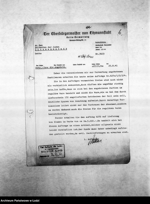 Obraz 9 z jednostki "Textil-Fabrikations-Abteilung [Produkcja i zapotrzebowanie materiałów dla resortu pracy]"