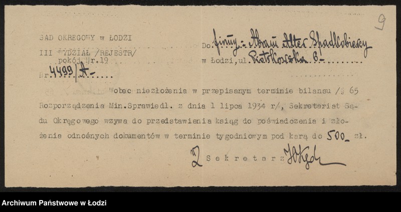 Obraz 11 z jednostki "Abram Alter- Spadkobiercy- sprzedaż manufaktury i konfekcji"