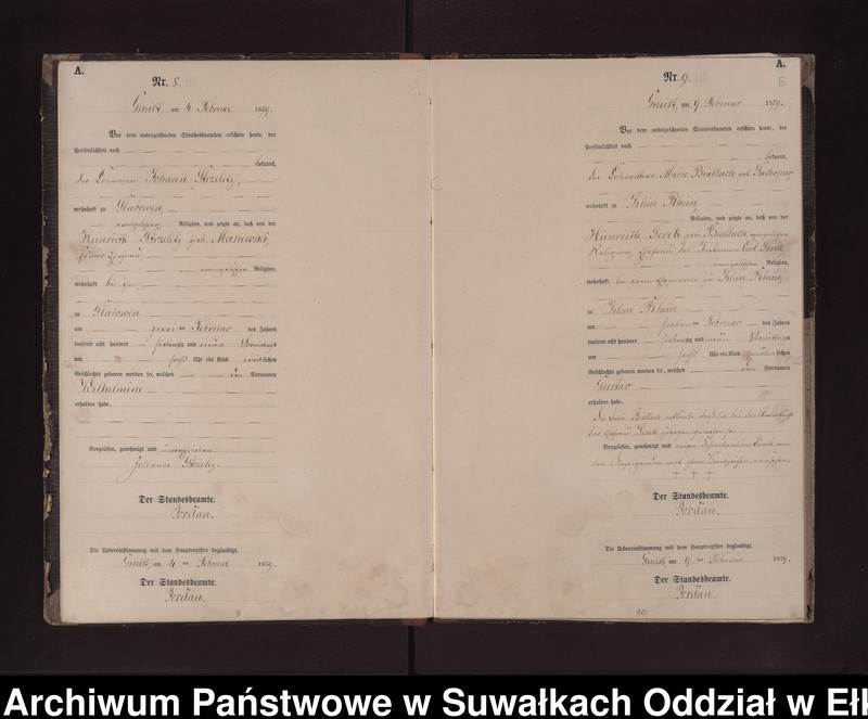 image.from.unit.number "Geburts-Neben-Register des Preussischen Standes-Amtes Gneist Kreis Loetzen"