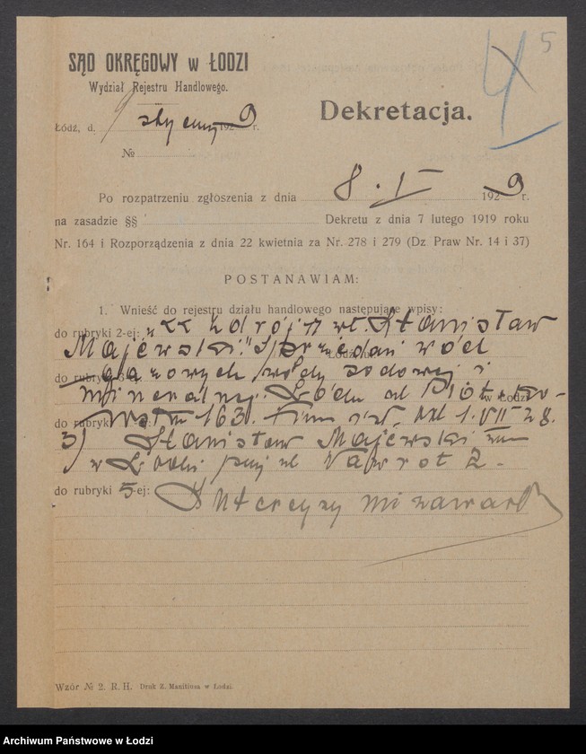 Obraz 7 z jednostki "Stanisław Majewski – sprzedaż wód gazowanych, sodowych i mineralnych „Zdrój”"