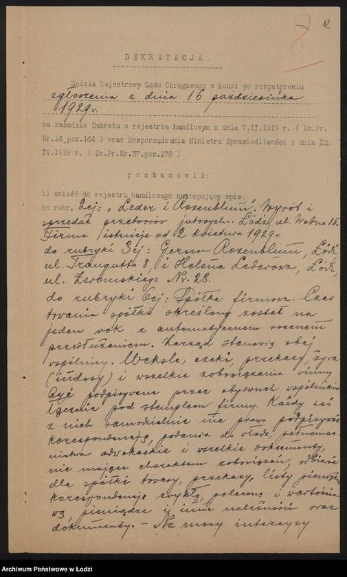 Obraz 14 z jednostki "Gerszon Rozenblum, Helena Lederowa – wyrób i sprzedaż przetworów jutowych"