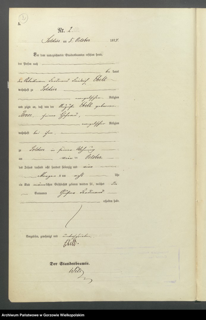 Obraz z jednostki "Geburts Register"