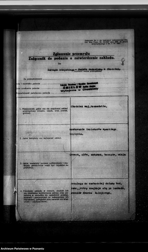 Obraz 12 z jednostki "Zatwierdzenie Zakładu Przemysłowego Fabryka Porcelany i Wyrobów Ceramicznych Spółka Akcyjna w Chodzieży pow. chodzieski"