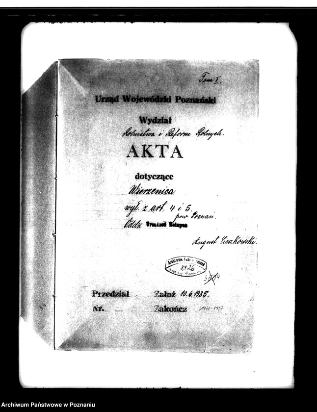 Obraz 4 z jednostki "Majątek Wierzenica powiatu poznańskiego wyłączenie z art. 4 i 5 ustawy o reformie rolnej August Cieszkowski"