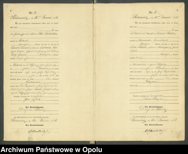 image.from.unit.number "Urząd Stanu Cywilnego Kochaniec Księga urodzeń rok 1885"