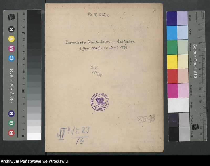 image.from.unit.number "Aufnahmebücher des früh. Kiserl. Kinderheims in Gräbschen"