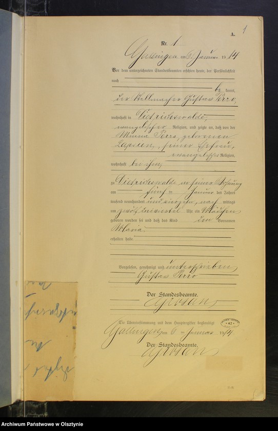 image.from.unit.number "Geburts-Neben-Register Nr 1 - 65 [ Księga urodzeń - wtóropis ]"