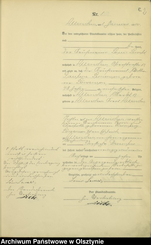image.from.unit.number "Sterbe-Haupt-Register Tom I,Nr 1 - 399"