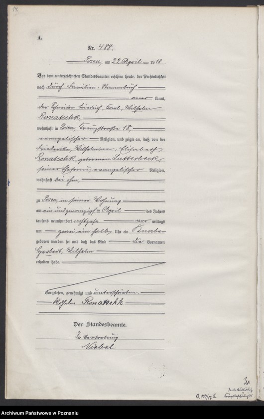 Obraz 16 z jednostki "Księga miejscowa urodzeń tom II [Rejestr główny urodzeń]"