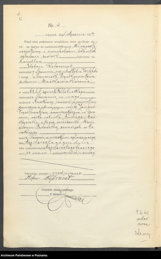 Obraz 4 z jednostki "Księga miejscowa zgonów tom I [Rejestr główny zgonów]"