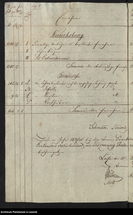 Obraz 10 z jednostki "[Rechnung über Einnahme und Ausgabe bei der Armenanstaltkasse der Stadt Lissa]"