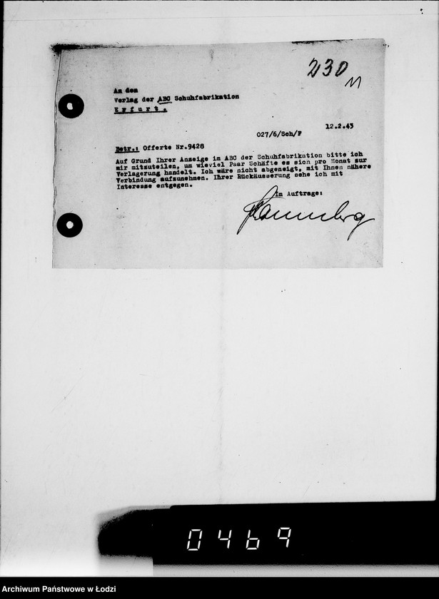 Obraz 15 z jednostki "Sammelschriftwechsel der Firmen A-G [Korespondencja z firmami w sprawach ofert i dostarczenia różnych towarów do Getta]"