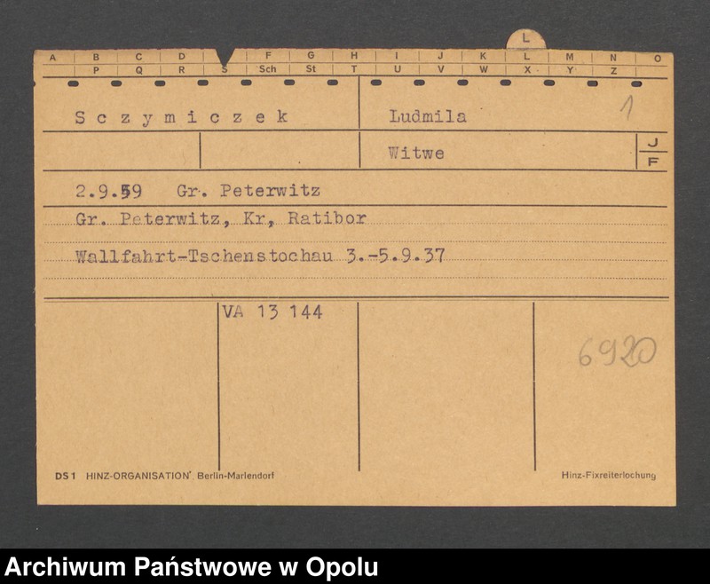 Obraz 3 z jednostki "[Sczymiczek Ludmila, ur. 2.9.1859 Gross Peterwitz]"