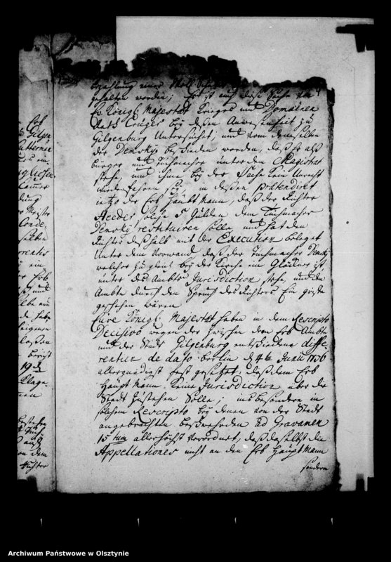 image.from.unit.number "Entscheidung in der Beschwerde des Commissarius loci gegen den Hauptmann in Gilgenburg in der Sache des Stadt Richters Heder und des Tuchmachers und Glöckners Demsky daselbst"