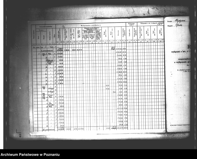 Obraz 8 z jednostki "Rejestr wyłączeń z artykułu 4 ustawy o wykonaniu reformy rolnej powiatu bydgoskiego"