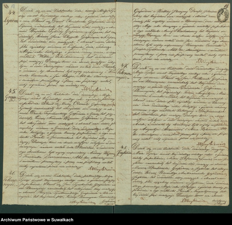 Obraz 12 z jednostki "Duplikat Aktów Urodzonych, Zaślubionych i Umarłych Parafii Kaletnickiey z Roku 1836"