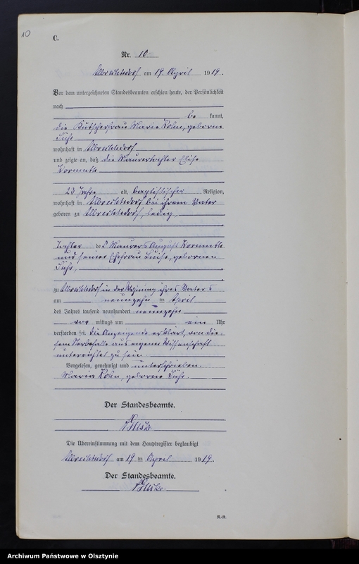 image.from.unit.number "Sterbe-Neben-Register Nr 1 - 19 [ Księga zgonów - wtóropis ]"