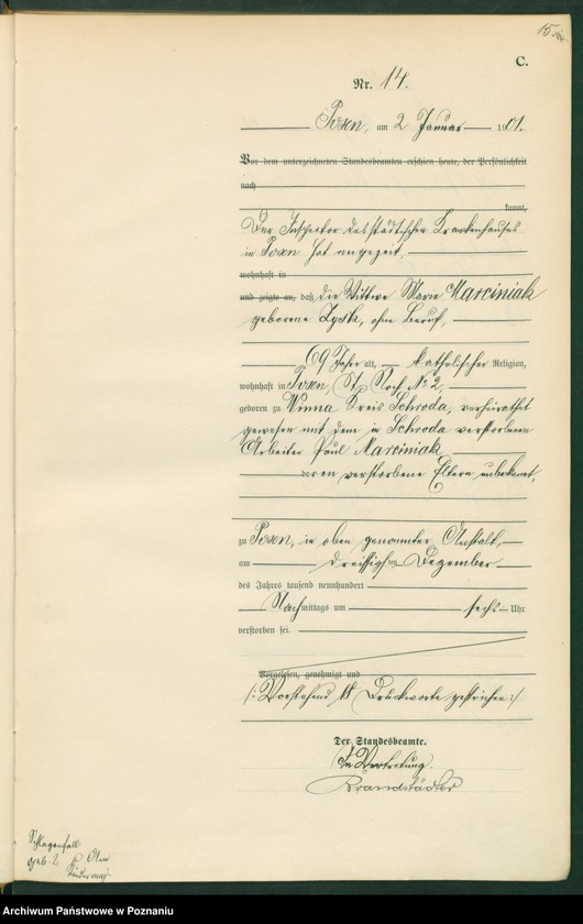 Obraz 17 z jednostki "Księga miejscowa zgonów t. I"