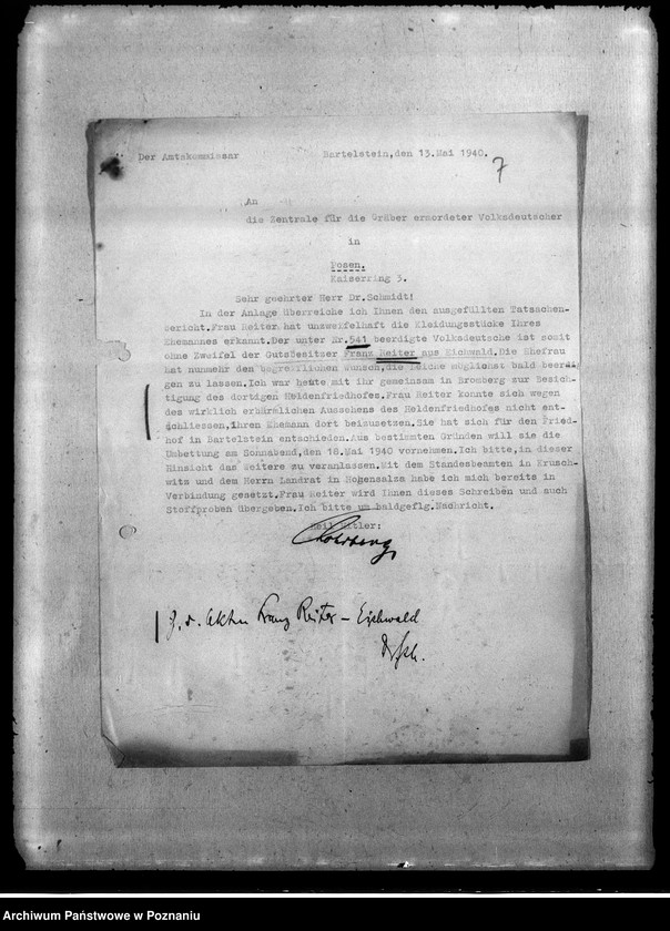 Obraz 11 z jednostki "Korespondencja w sprawie miejscowych Niemców ze Śląska, Wielkopolski i Poznania, którzy zginęli w 1939 roku"