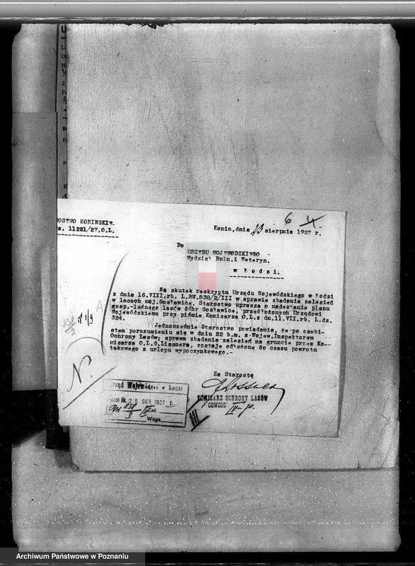 Obraz 10 z jednostki "Sprawa zmiany rodzaju użytkowania 426,34 ha gruntów leśnych w majątku Gosławice powiat koniński celem utworzenia deputatu rolnego dla staży leśnej"