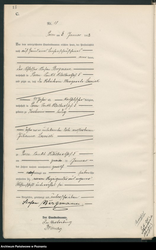 Obraz 20 z jednostki "Księga miejscowa zgonów tom I [Rejestr główny zgonów]"