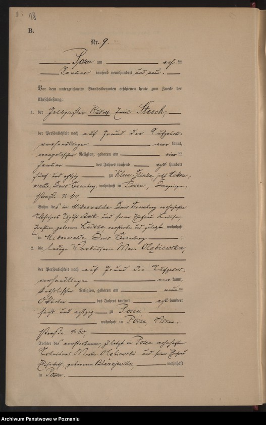 Obraz 20 z jednostki "Księga miejscowa małżeństw tom I [Rejestr główny małżeństw]"