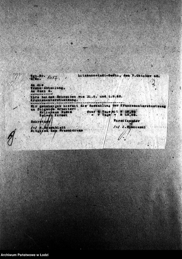 Obraz 6 z jednostki "Trenn-Abteilung. Am Bach 4 [Zasiłki chorobowe dla pracowników, zaświadczenia lekarskie, listy zatrudnionych]"