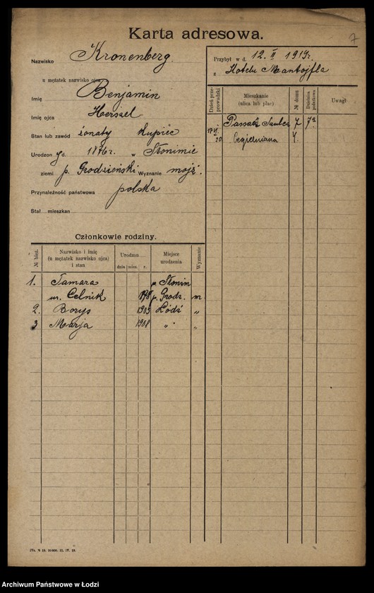 Obraz 9 z jednostki "[Spis ludności Łodzi] Kronenberg - Krugman"