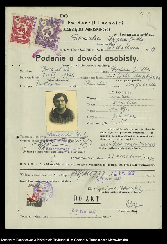 image.from.unit.number "Dowodów osobistych od nr 951 do 1100. Tom VII"