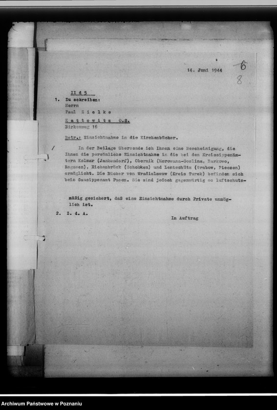 Obraz 12 z jednostki "[Kwerenda genealogiczna - dotyczy Paula Zielke z Katowic]"